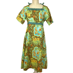 Sarah Hansen Shabby Apple Dress Fit & Flare Blue Green Women's M Ruffle